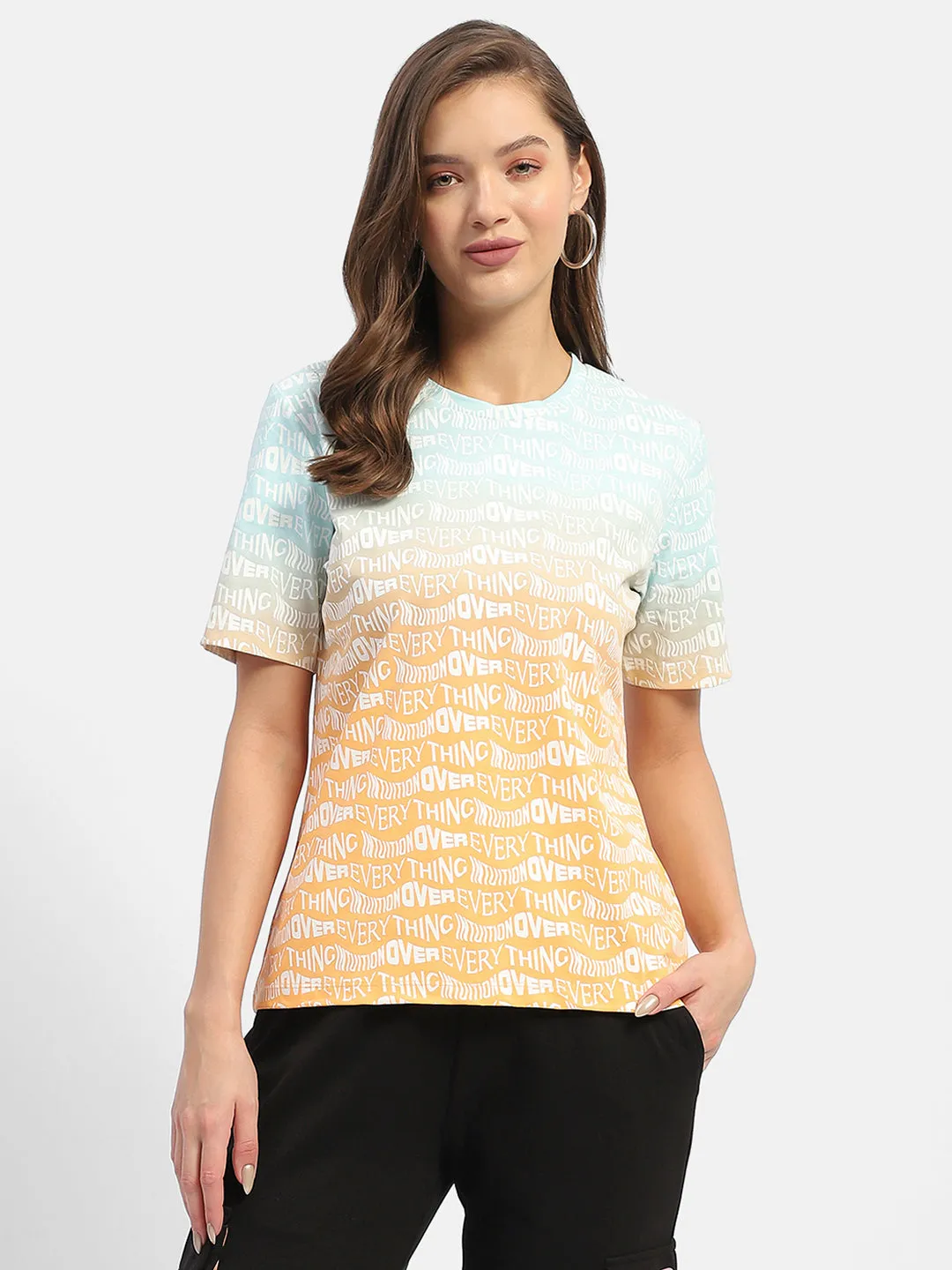 EasyCareFinish Madame Typography Orange Ombre Effect T-Shirt