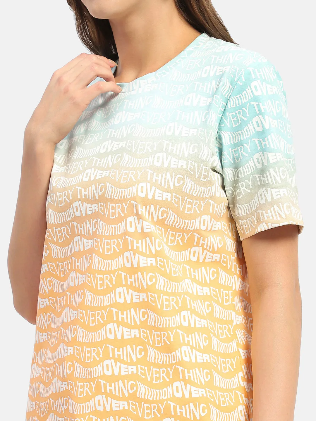 Madame Typography Orange Ombre Effect T-Shirt Spring Freshness Low carbon footprint