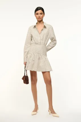 ROCCO MINI DRESS | IVORY DARK OAK MICRO STRIPE Skin-friendly