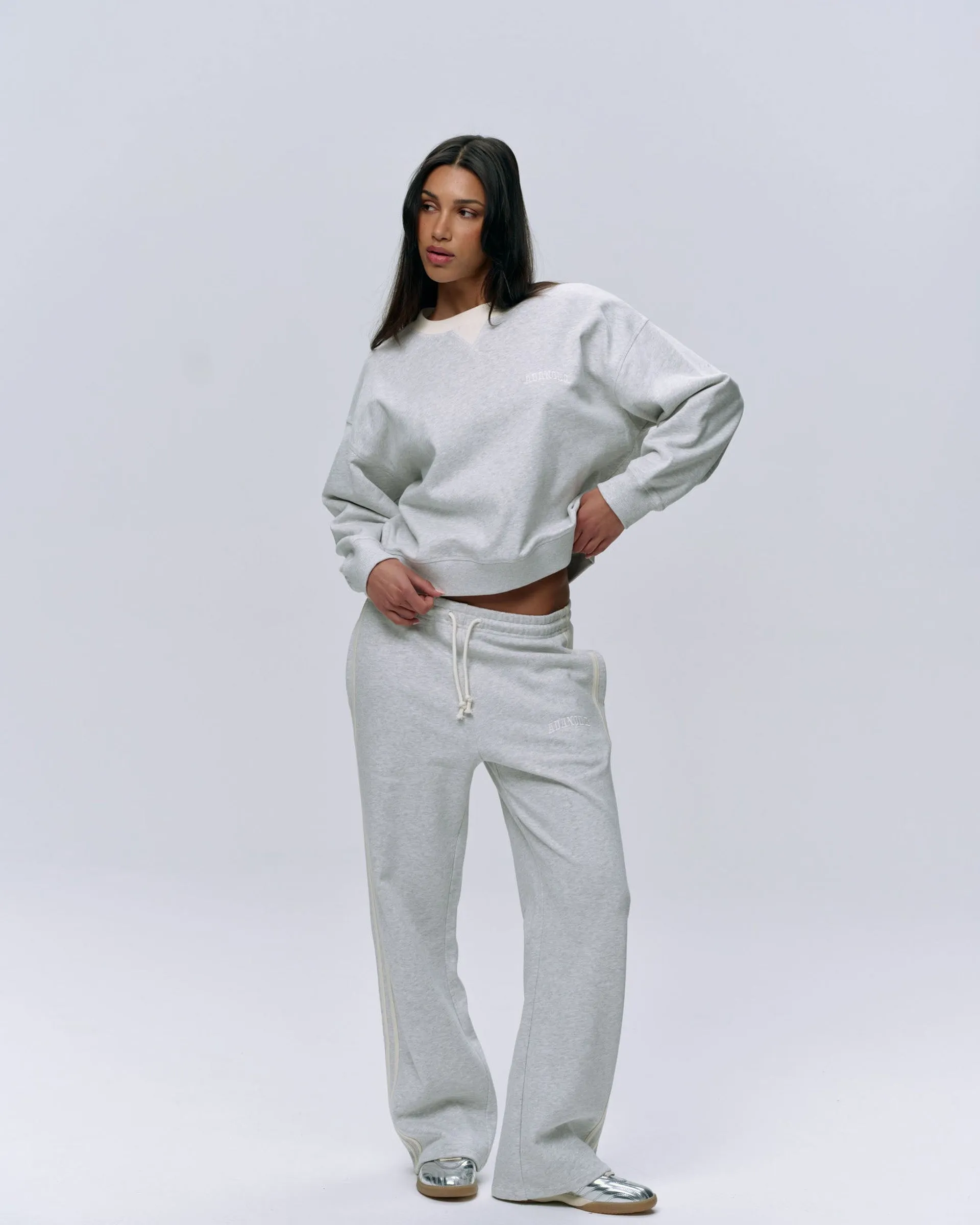 Varsity Loose Fit Sweatpants - Light Grey Melange/Marshmallow White Comfortable Movement