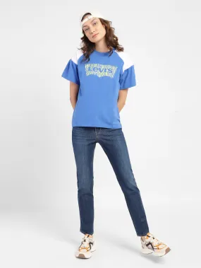 Smart Design Women's 312 Blue Straight Fit Mid Rise Jeans