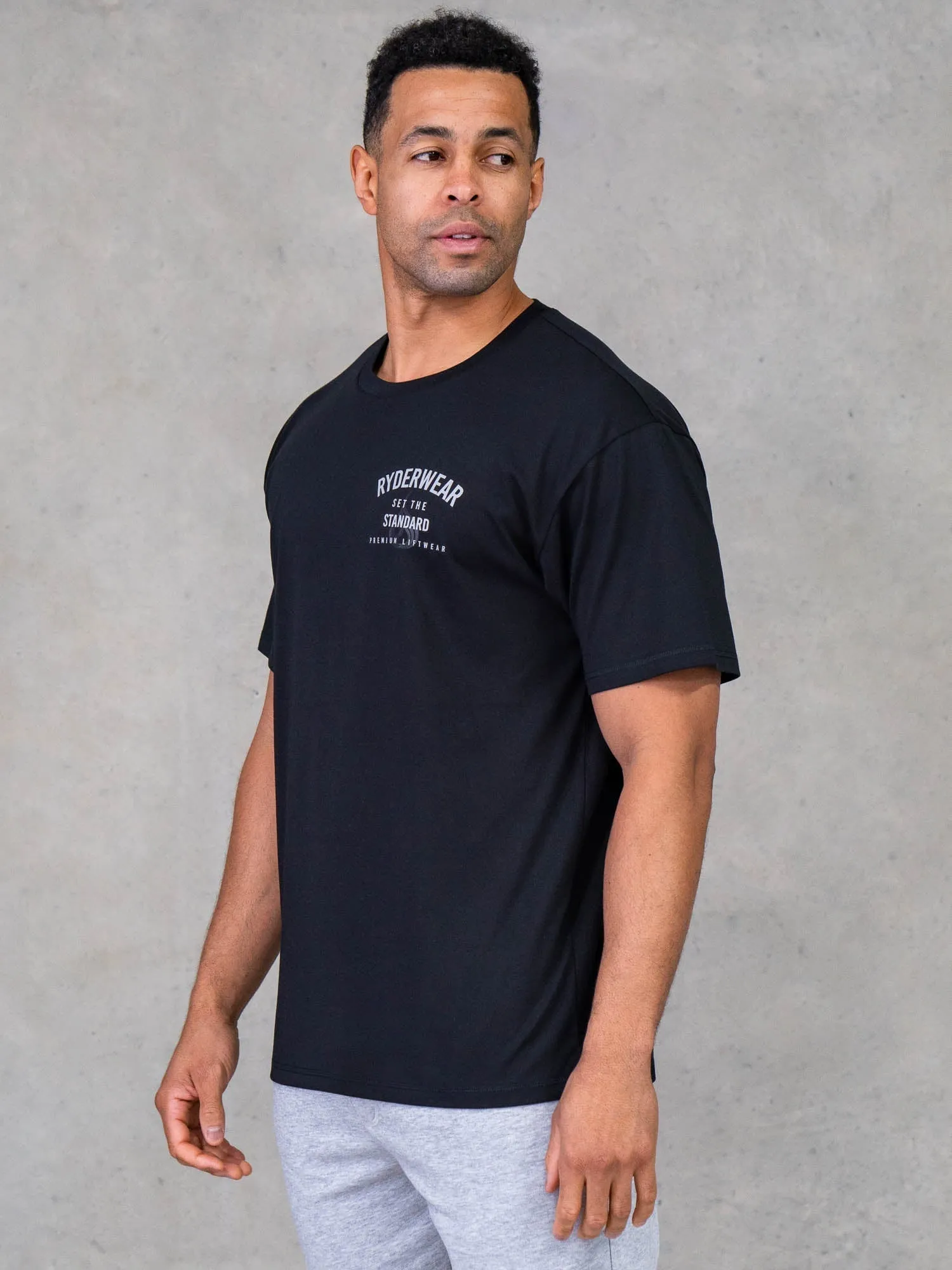 Legacy T-Shirt - Black Longline Hemline High-Quality Fabric