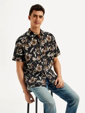 Men's Floral Slim Fit Linen Shirt Relaxed Comfort Holiday Style