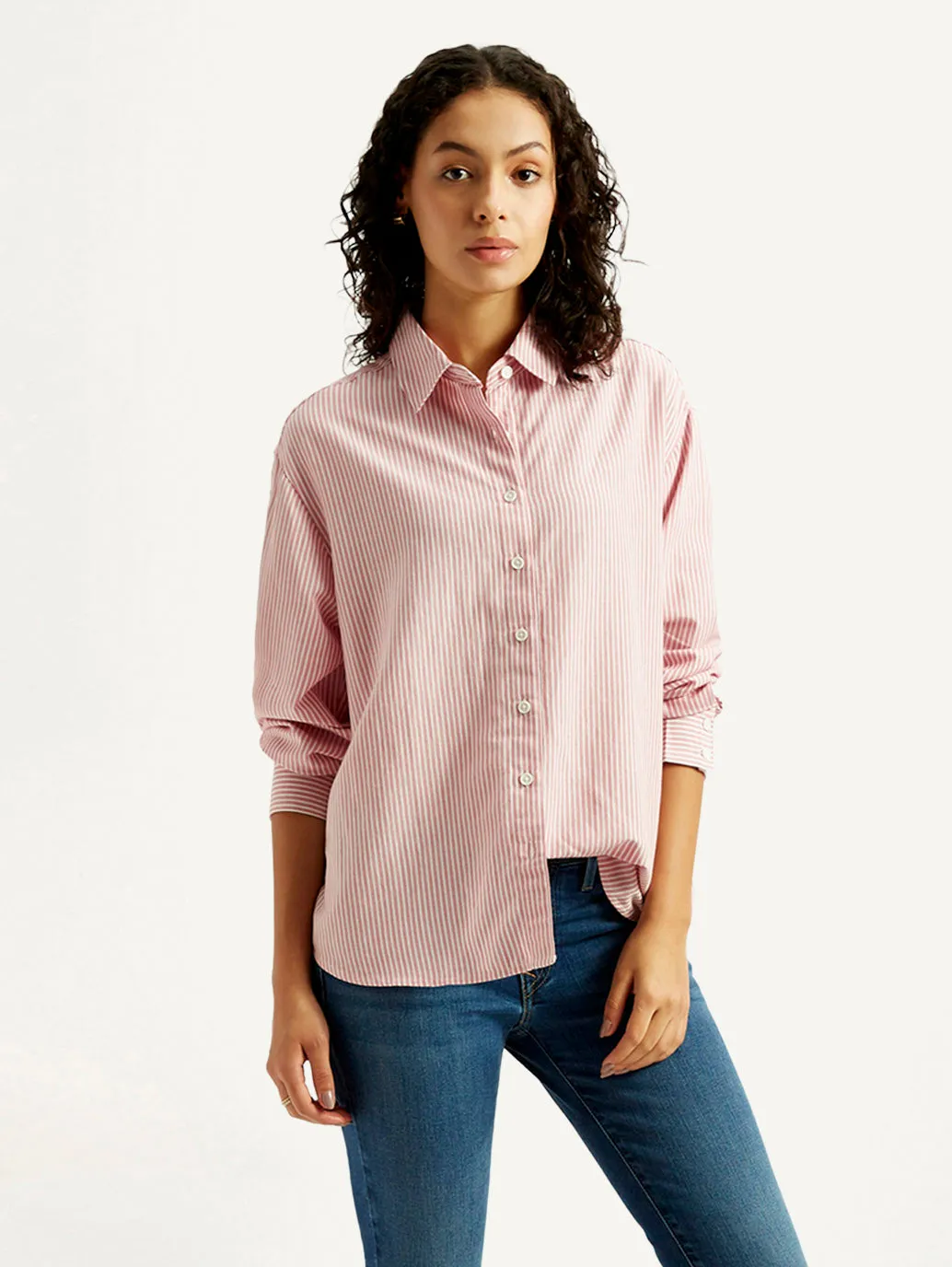 Work Appropriate Subtle patterns Women's Striped Slim Fit Linen Shirt