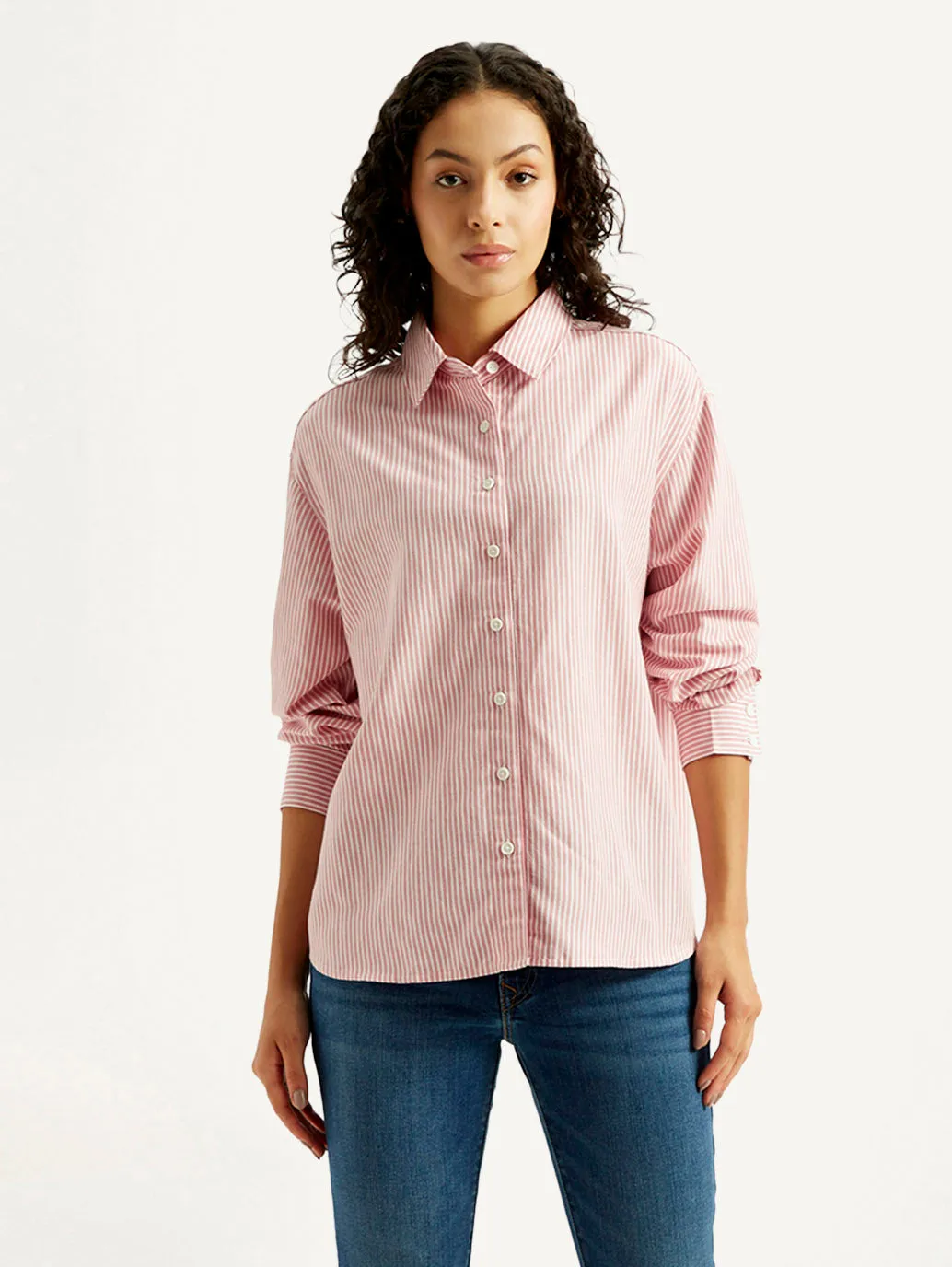 City Exploration Women's Striped Slim Fit Linen Shirt