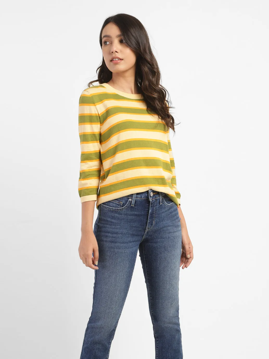 Street Style Cozy Layer Women's Striped Round Neck Sweater