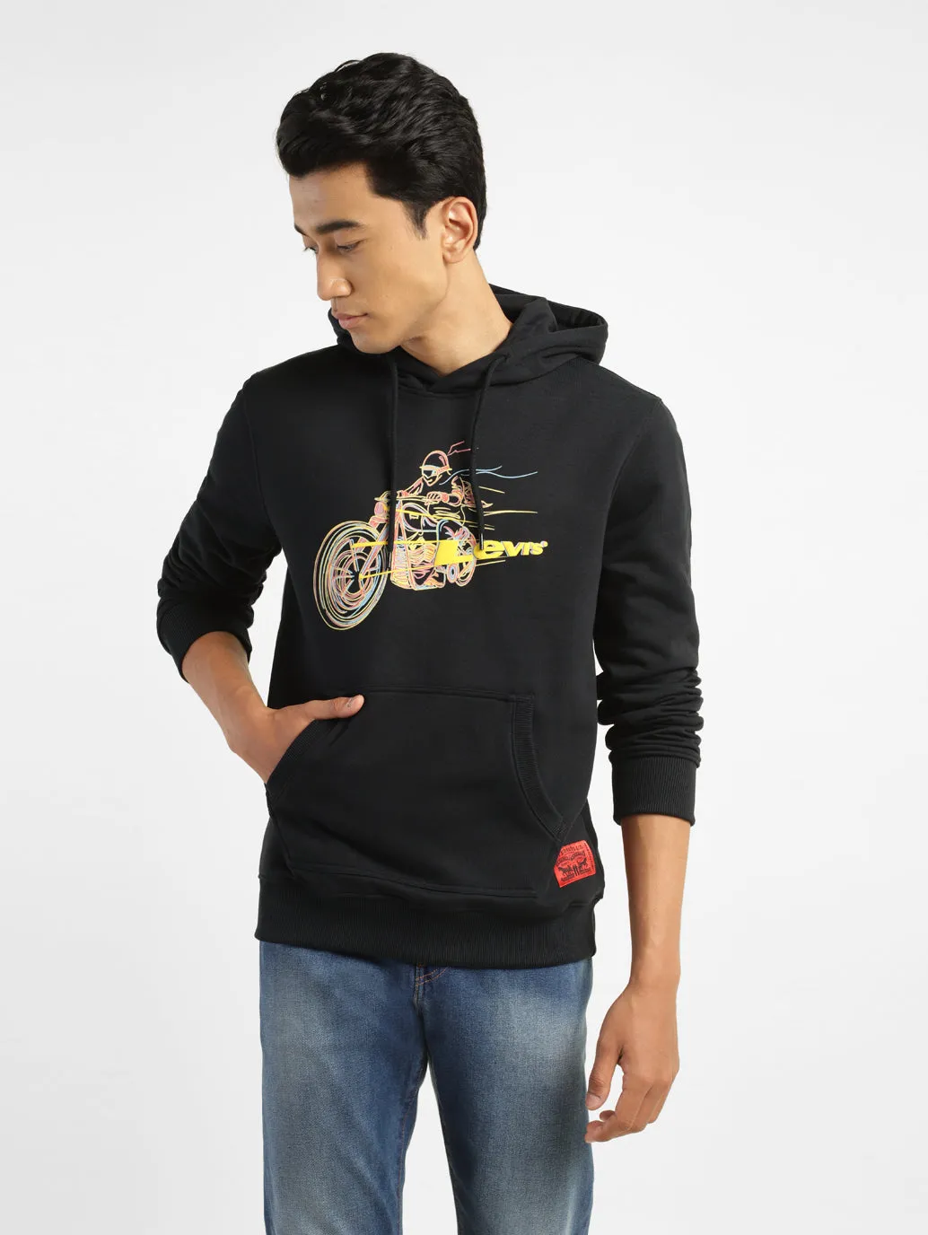 product hiking suitable durability Travel Relaxed Men's Graphic Black Hooded Sweatshirt