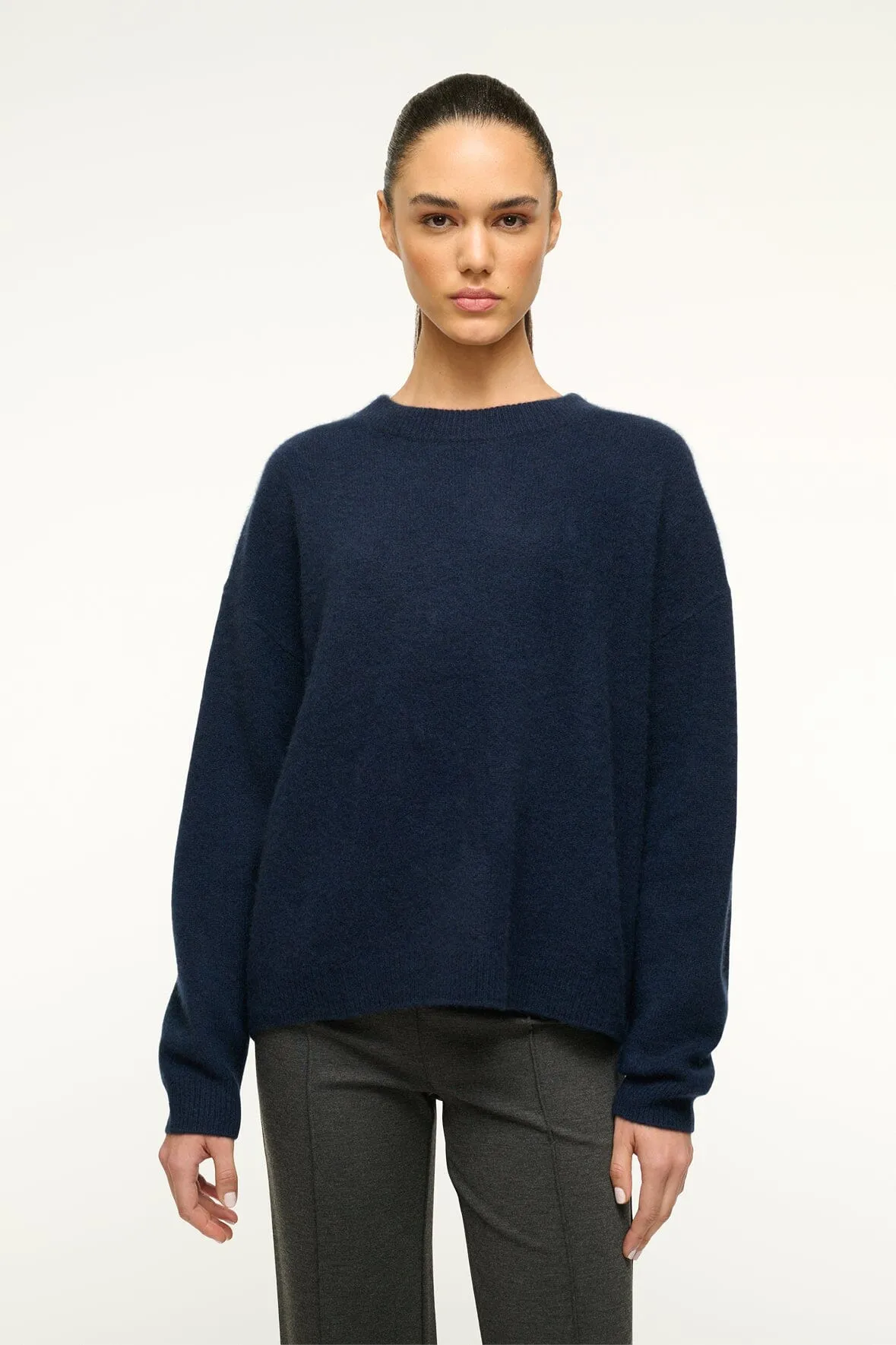 SERRANO CASHMERE RELAXED CREW | NAVY Chilly Knit Warm Knitwear