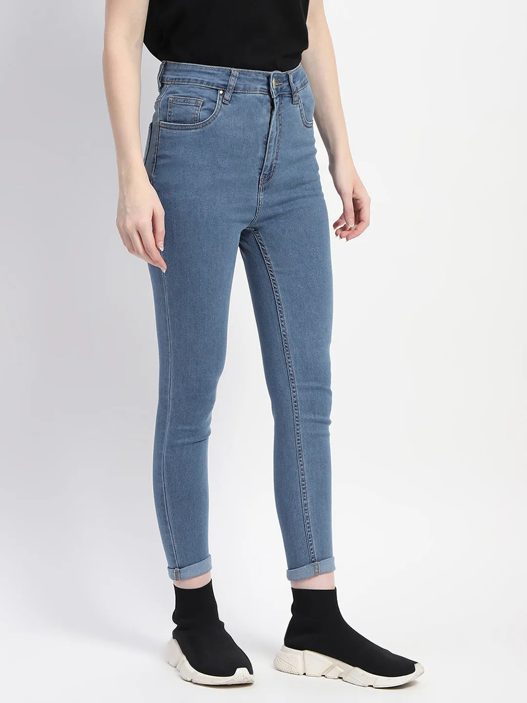 Quick Wash Circular Knit Construction Madame Skinny Fit Light Blue Denim