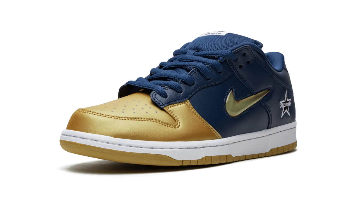Power Boost SB Dunk Low "Supreme - Jewel Swoosh Gold/Navy"
