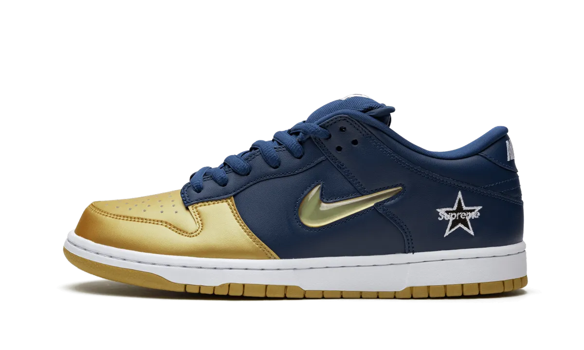 Flexible Shank SB Dunk Low "Supreme - Jewel Swoosh Gold/Navy"