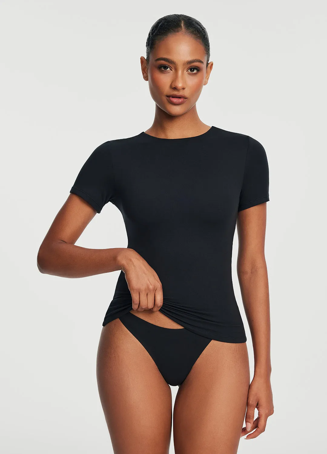 Short Sleeve Crew Neck Top Cozy Comfort