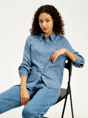 Women's Solid Regular Fit Denim Shirt Everyday Fashion