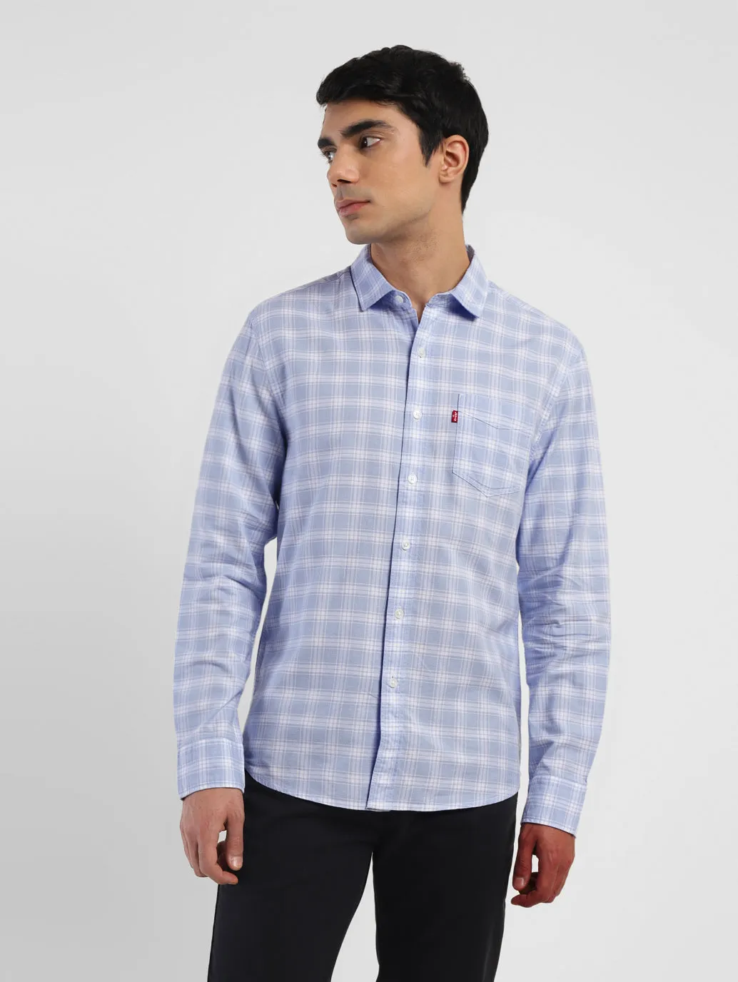 Asymmetrical Cut Men's Checkered Slim Fit Shirt