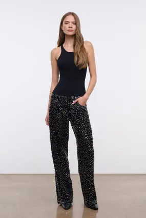 GUS STUDDED RELAXED JEAN | BLACK Softened Fabric Suitable Fit