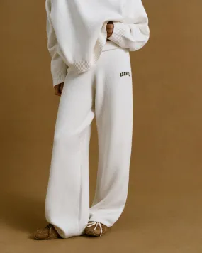 Eco Friendly Dyeing All-Purpose Wear Varsity Knit Straight Leg Sweatpants - Cream/Coffee Bean