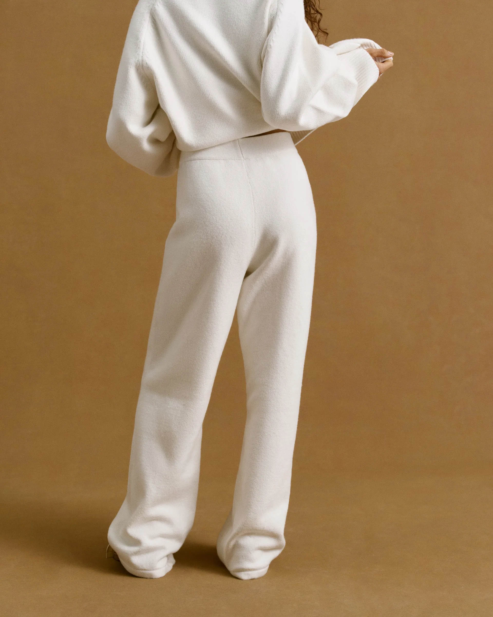 Varsity Knit Straight Leg Sweatpants - Cream/Coffee Bean Ripstop Reinforcement Heat Dissipating