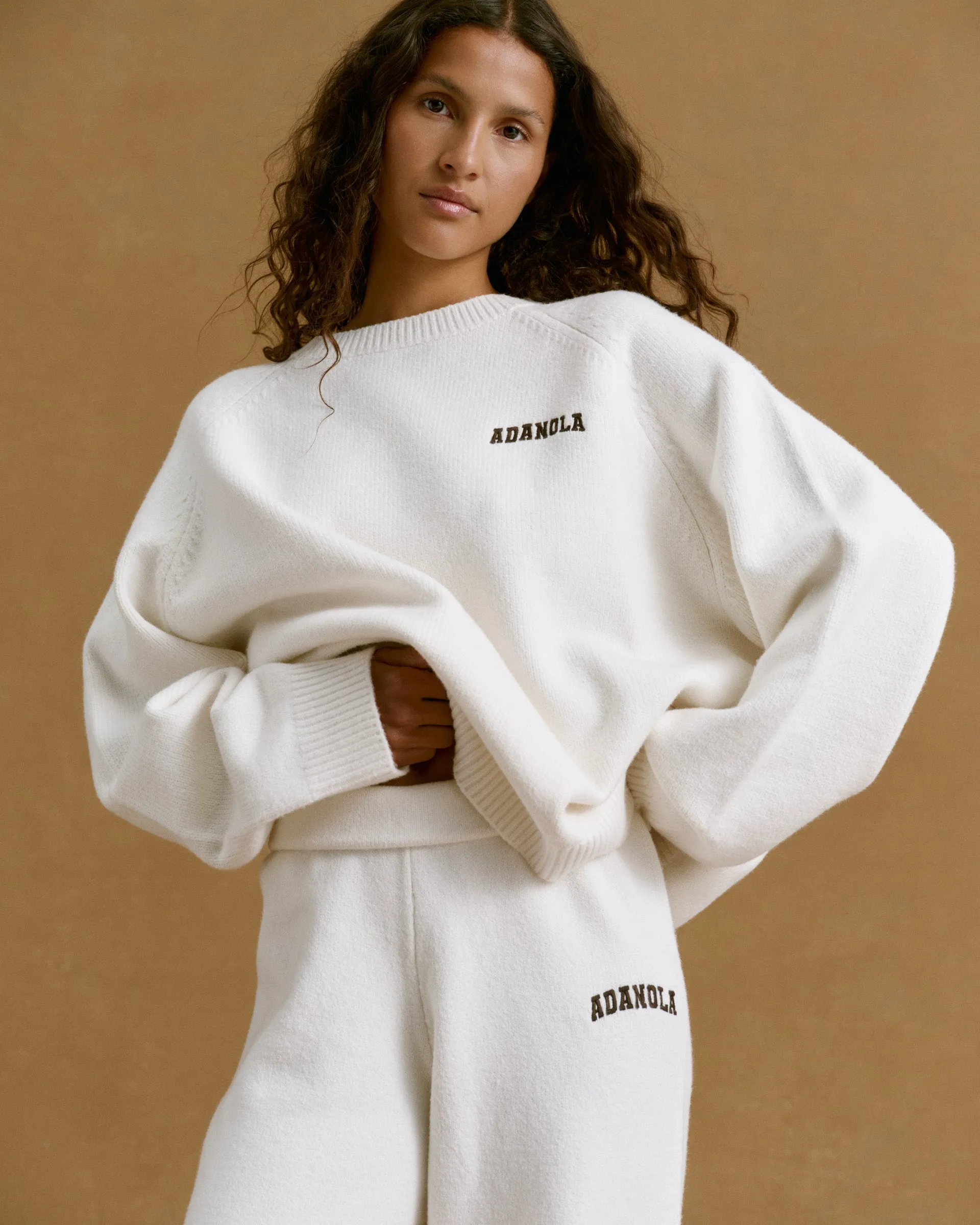 Movement Flex Varsity Knit Straight Leg Sweatpants - Cream/Coffee Bean