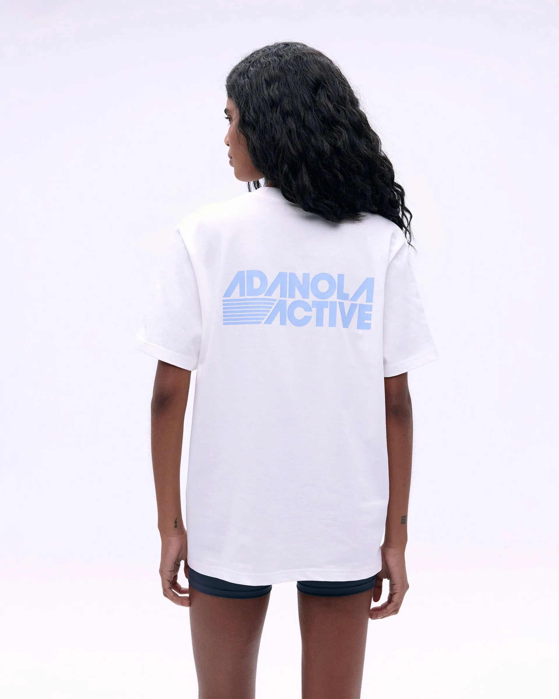 Adanola Active Short Sleeve Oversized T-shirt - White/Powder Blue Simple Yet Elegant