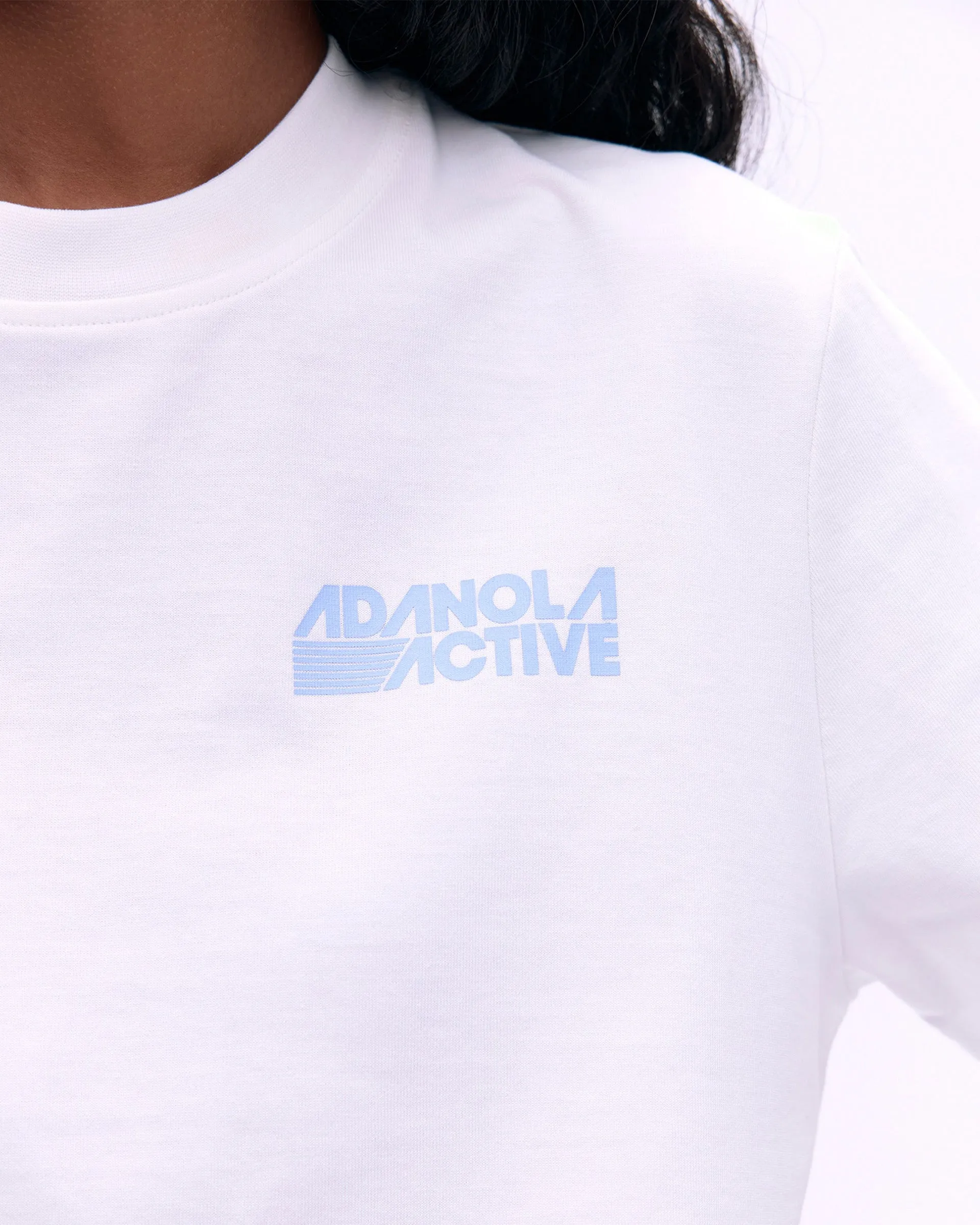 Adanola Active Short Sleeve Oversized T-shirt - White/Powder Blue safe for skin Light Flex Fit