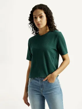 Antibacterial Treatment Women's Textured Crew Neck T-shirt
