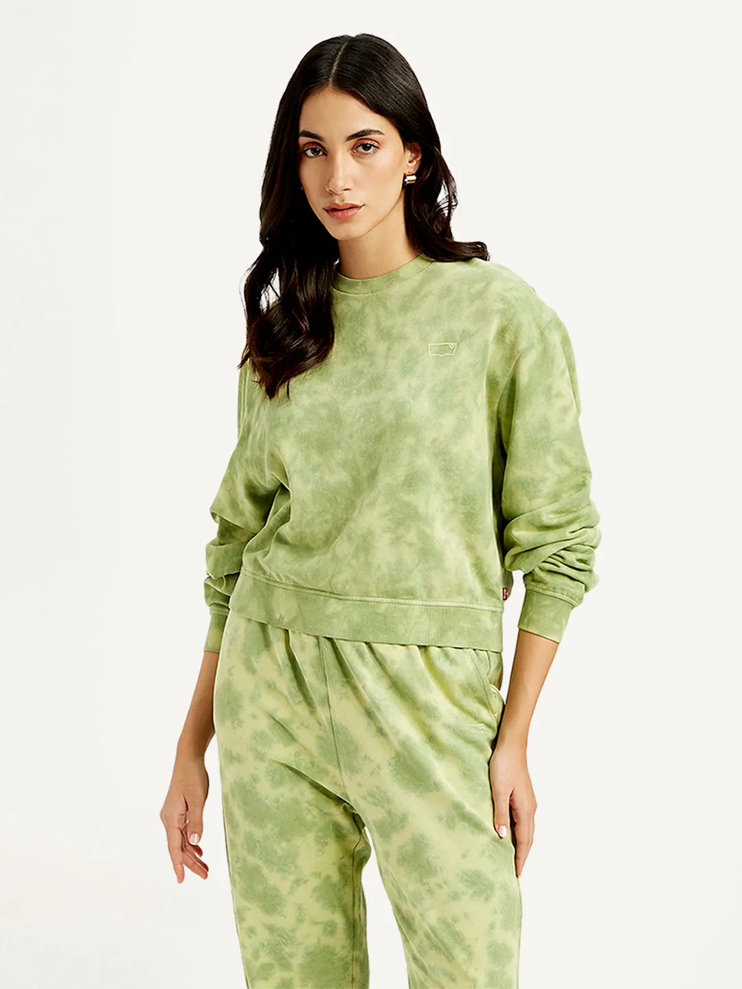 Women's Tie-Dye Green Crew Neck Sweatshirt City Staple