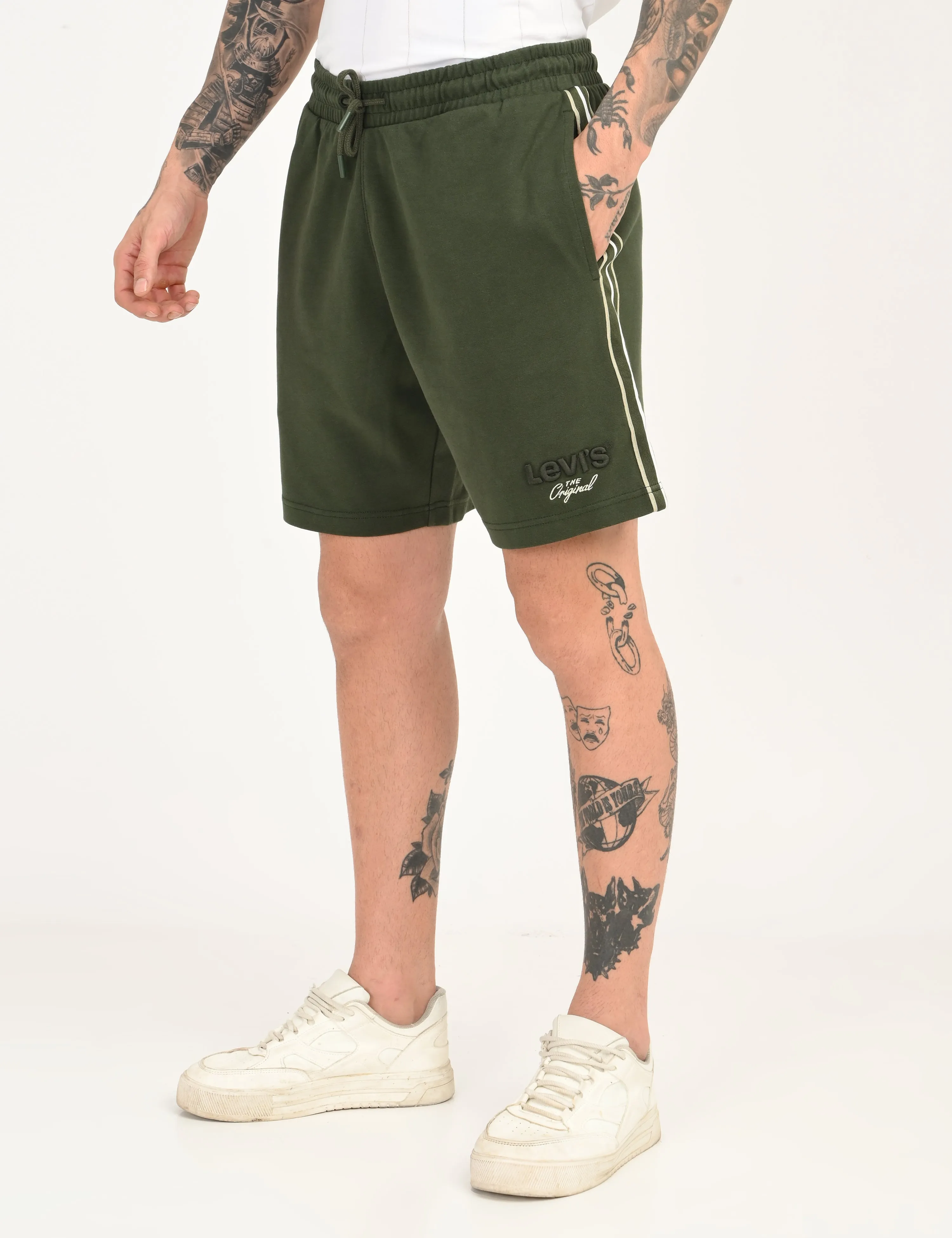 Airy Design Eye-catching Design Men's Dark Green Regular Fit Shorts