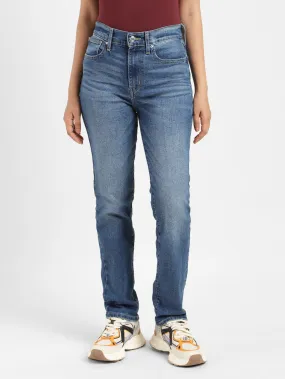 Youth Style Office Wear Women's 724 Blue Straight Fit High Rise Jeans