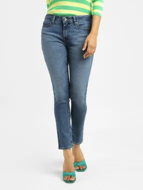 Women's 711 Blue Skinny Fit Mid Rise Jeans Sleek Waist Comfortable Edge