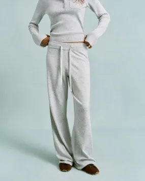 Knit Straight Leg Trousers - Light Grey Melange DurableConstruction Full Coverage