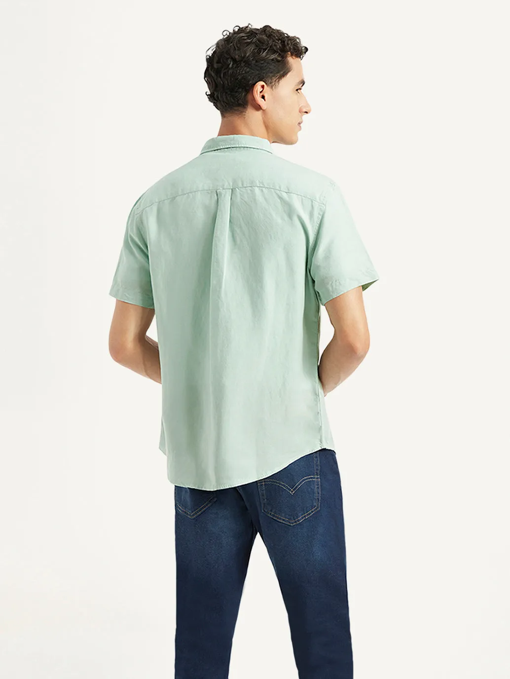 Modern Fit Seasonal Wear Men's Solid Slim Fit Linen Shirt