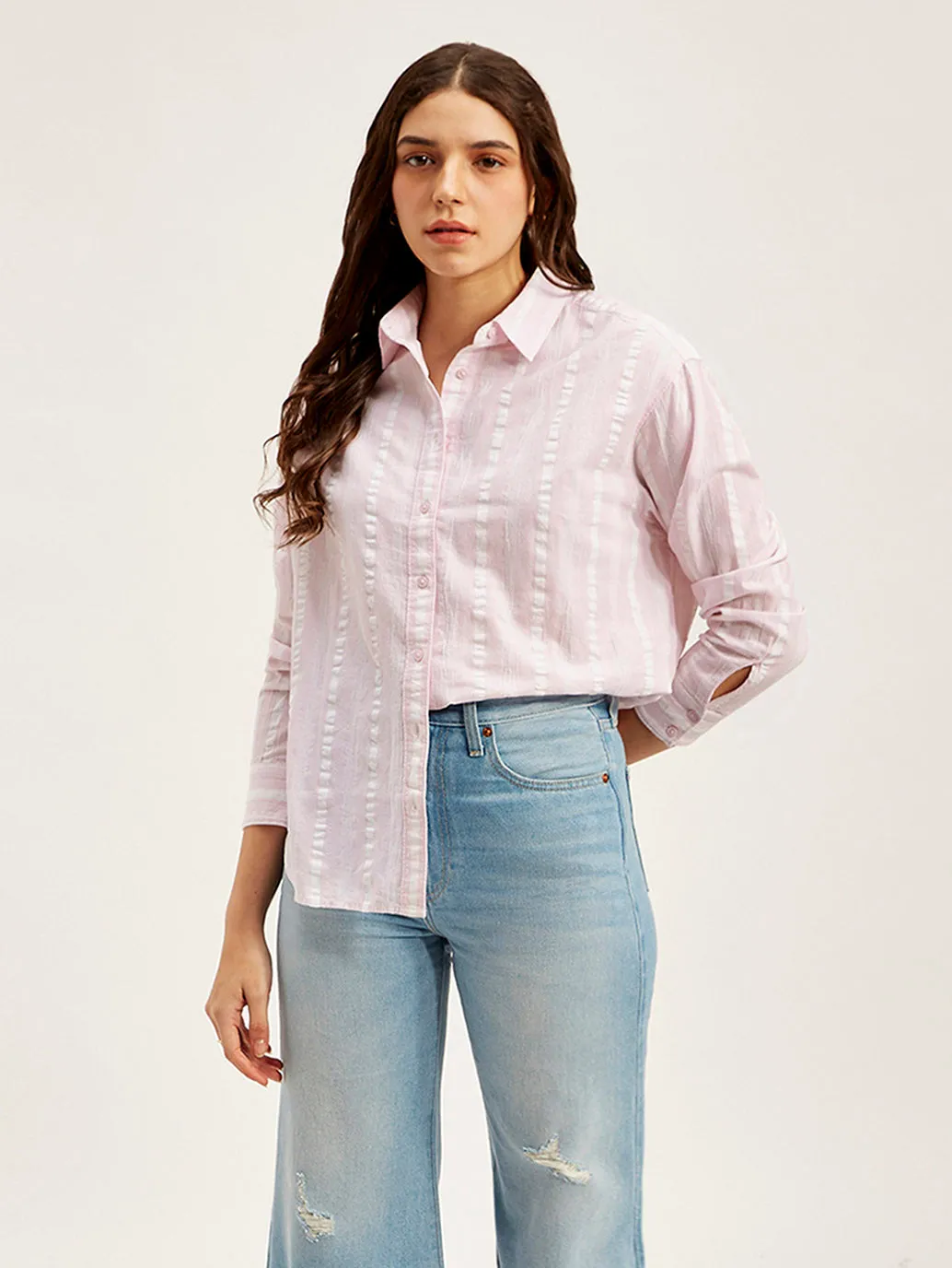 Essential Piece Women's Striped Relaxed Fit Shirt