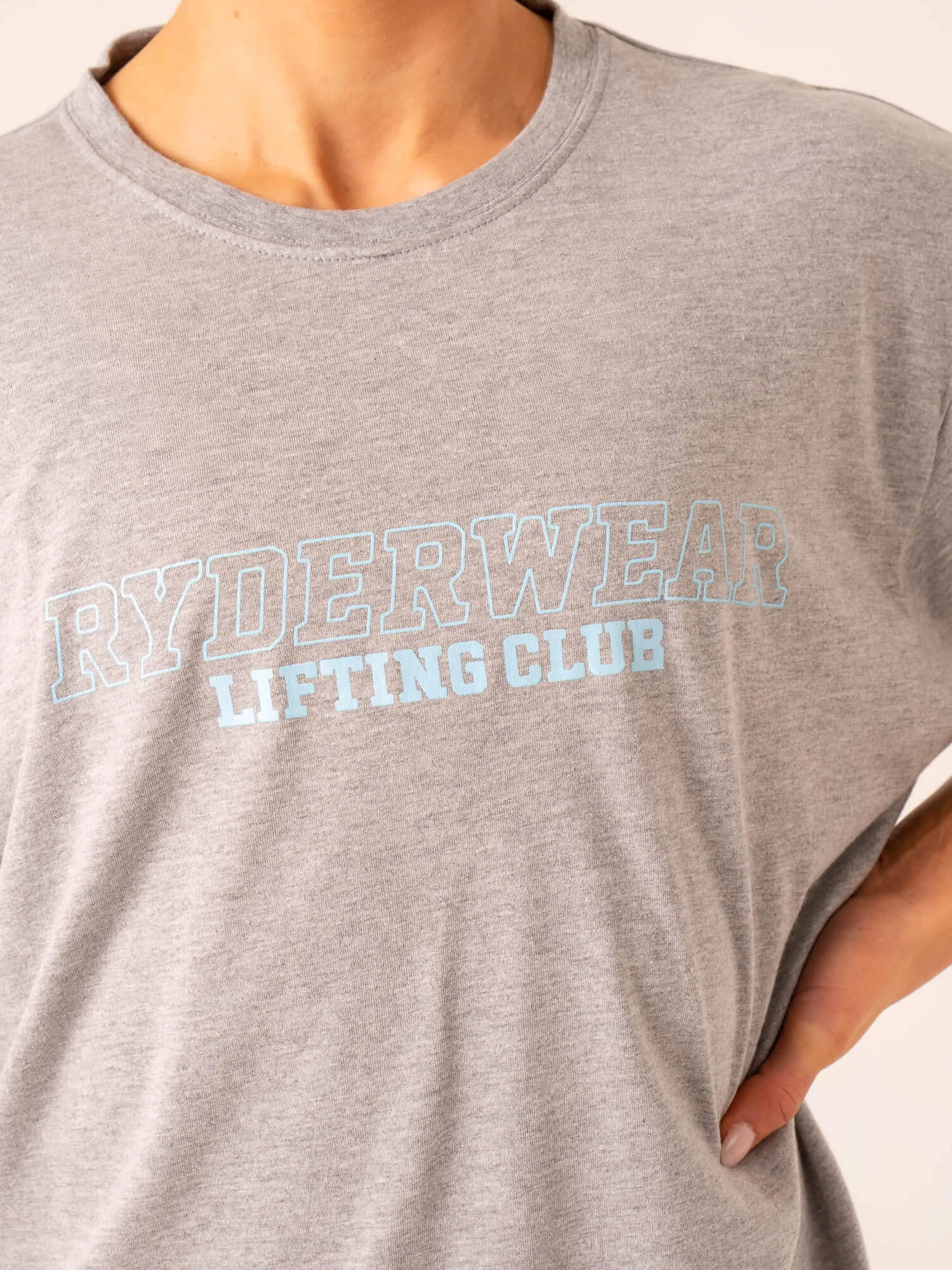 Chic Casual Wear Lifting Club T-Shirt - Grey Marl