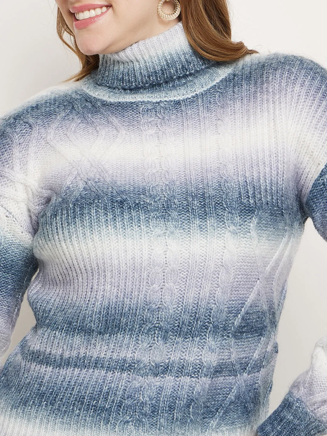 Brushed Interior Warm Knit Madame Off-White Jacquared Sweater