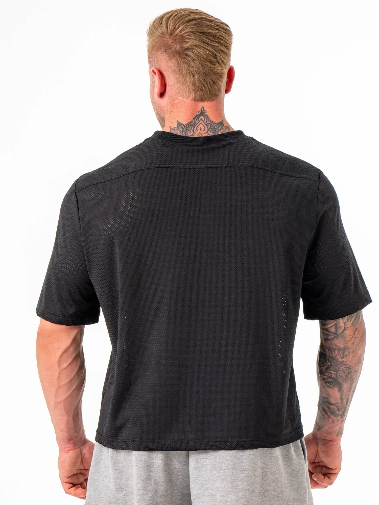 Mesh Flex T-Shirt - Black Microfiber Blend Layered Comfort