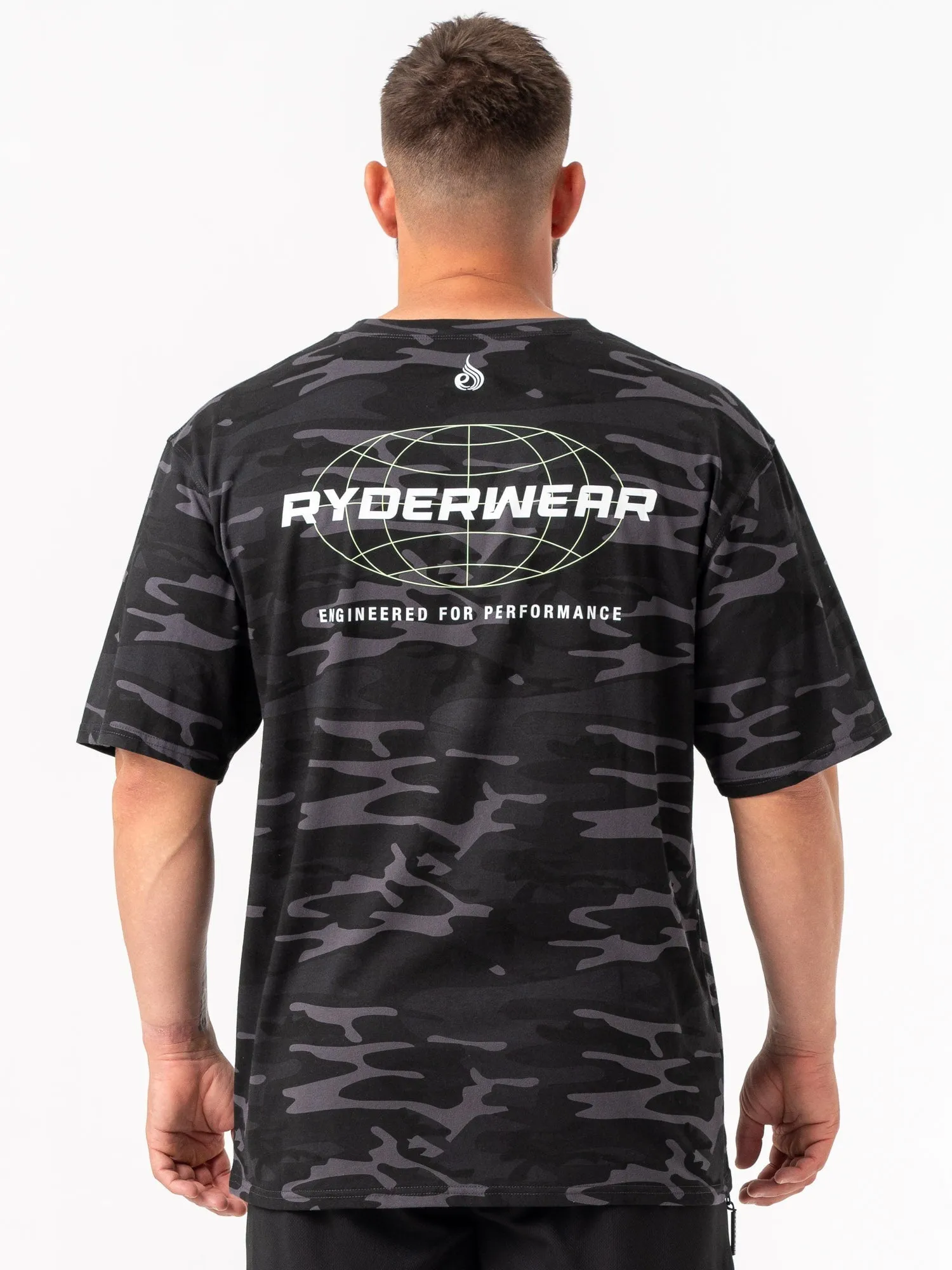 Fade Resistant Coating Energy Oversized T-Shirt - Black Camo