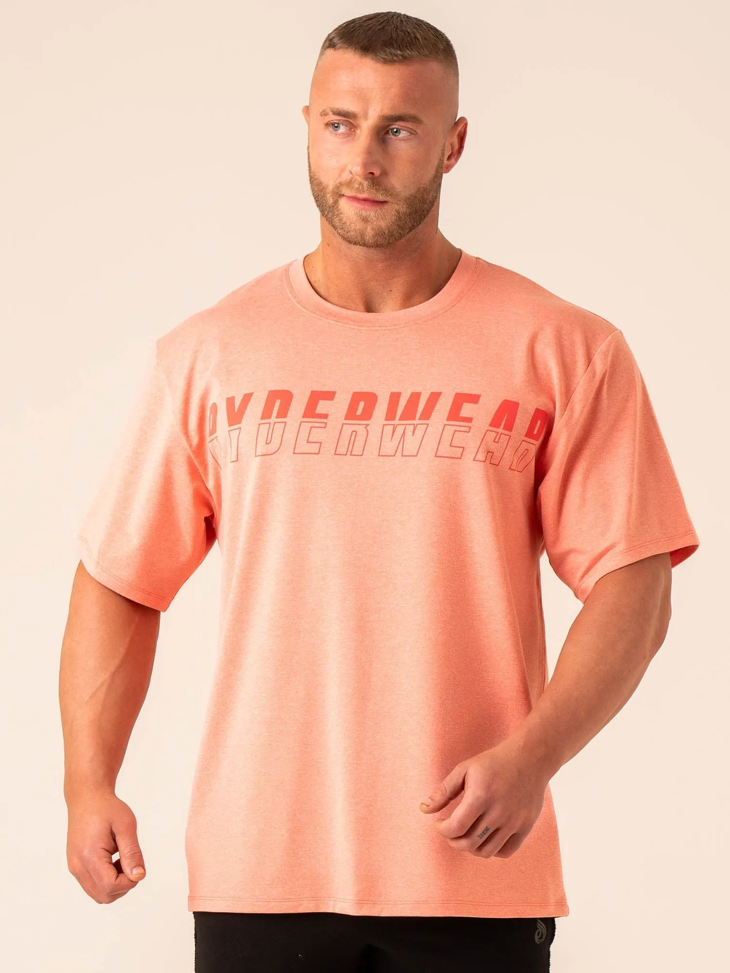 mix and match Fashionable Soft Tech Oversized T-Shirt - Coral Marl