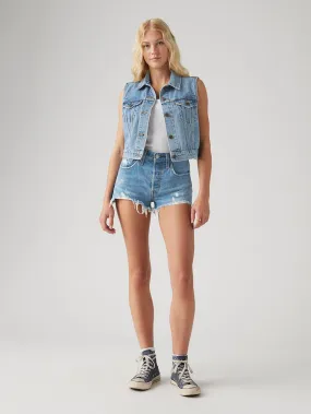 Women's 501 Mid Rise Blue Straight Fit Shorts Artisanal