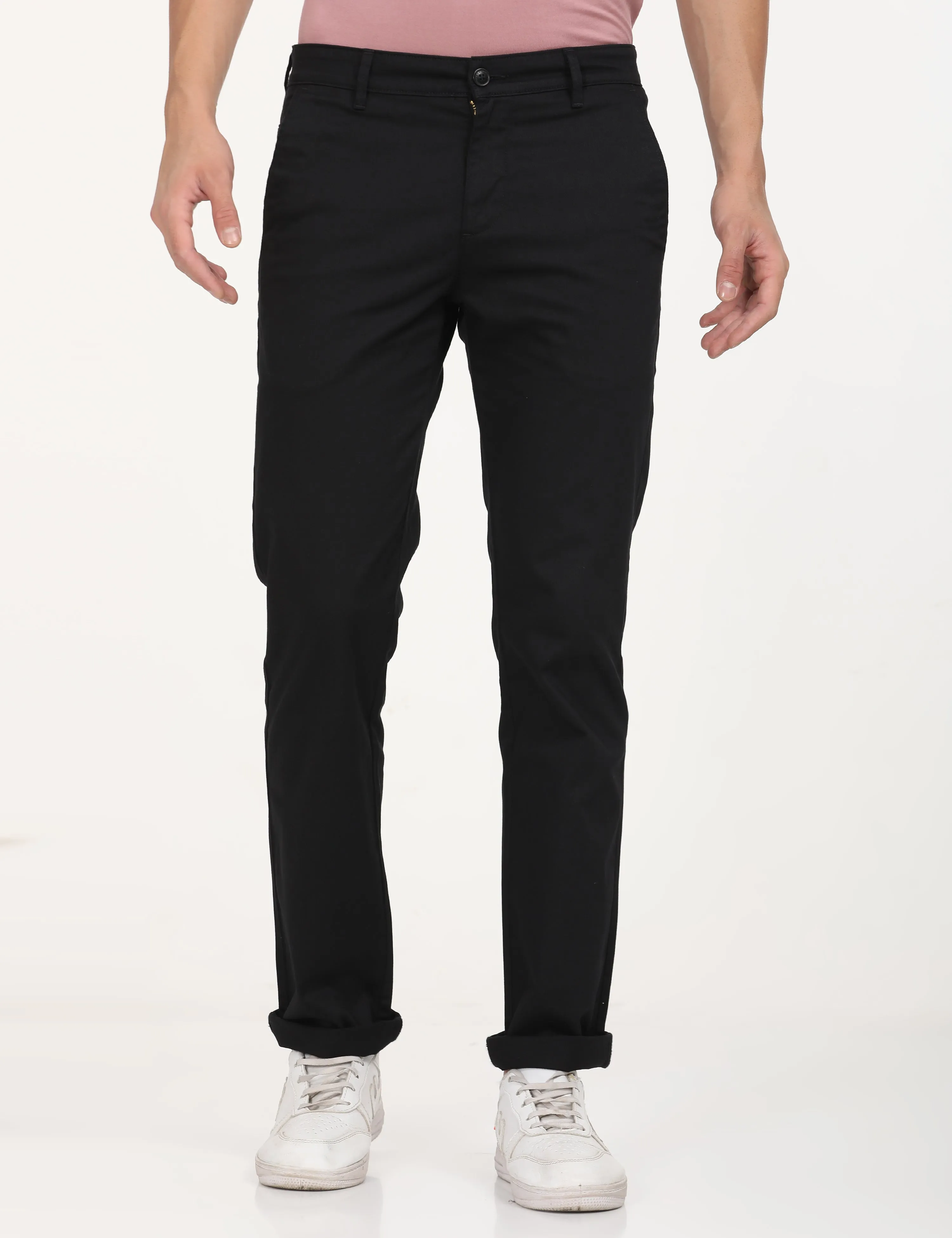 Men's Black Slim Fit Chinos Unrestricted Movement Fashionable Appeal
