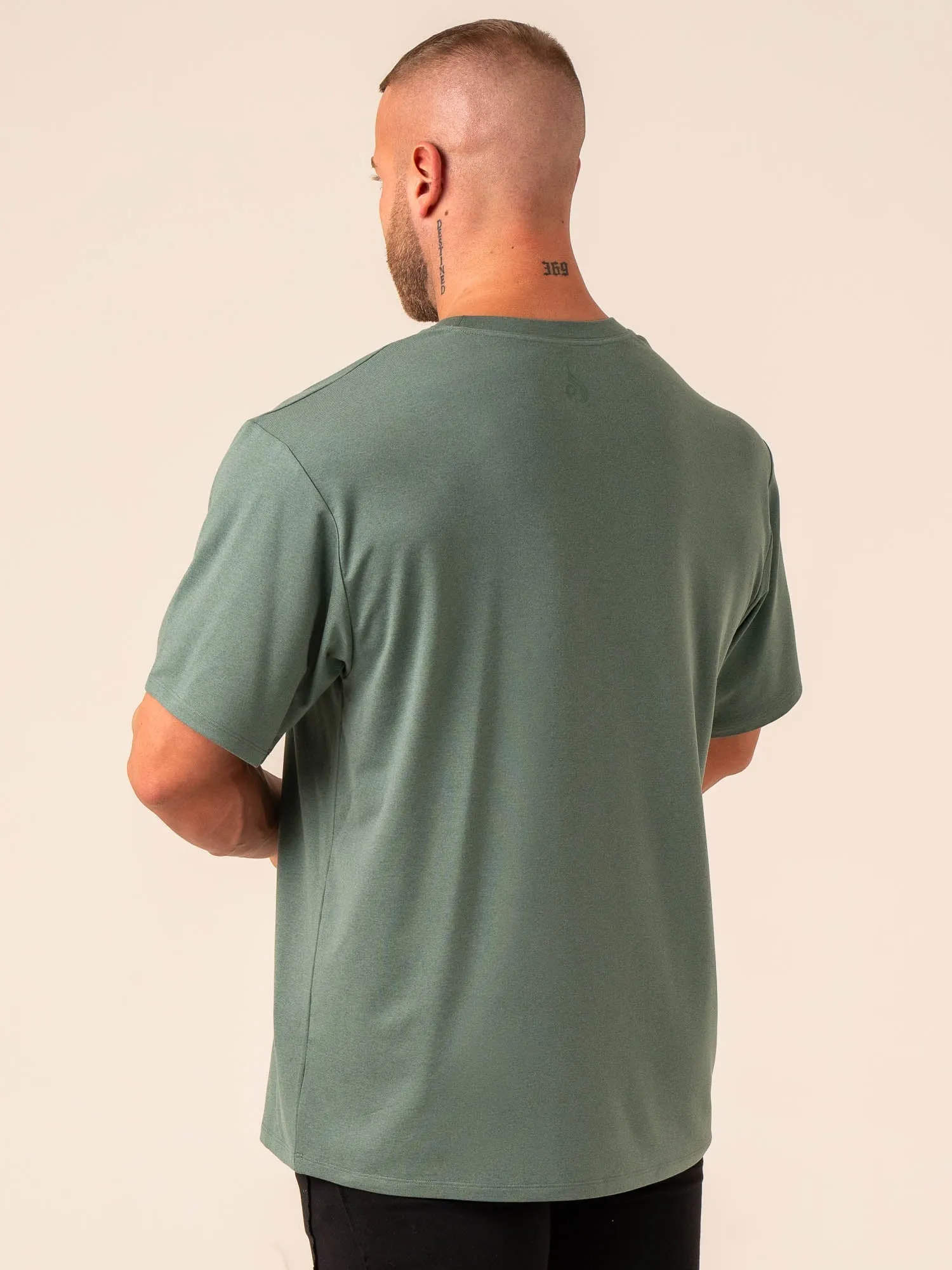 Soft Tech Oversized T-Shirt - Fern Green Marl LowImpactDye Trendy Vibe