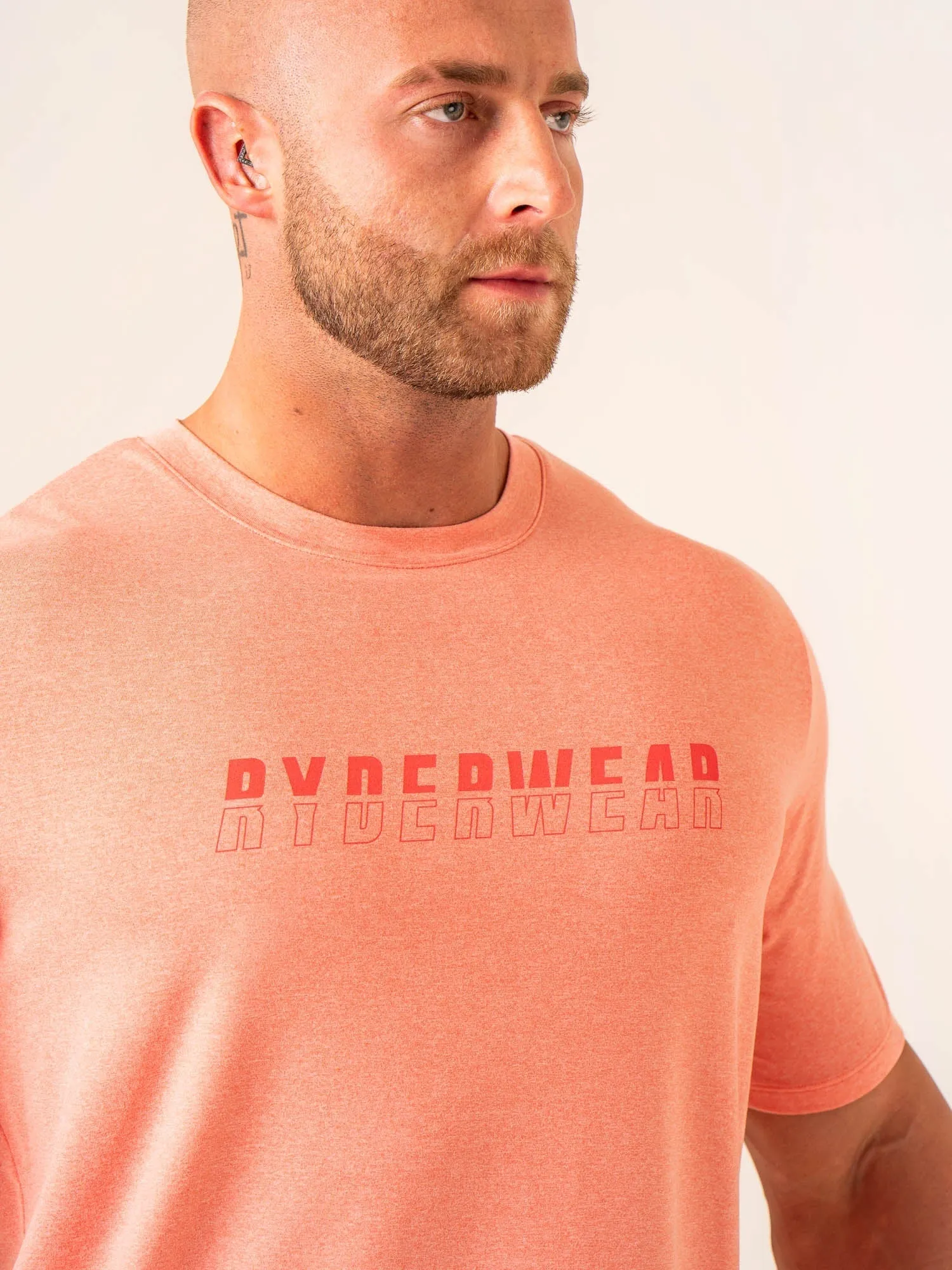 DoubleStitchedHem Summer Essential Soft Tech T-Shirt - Coral Marl