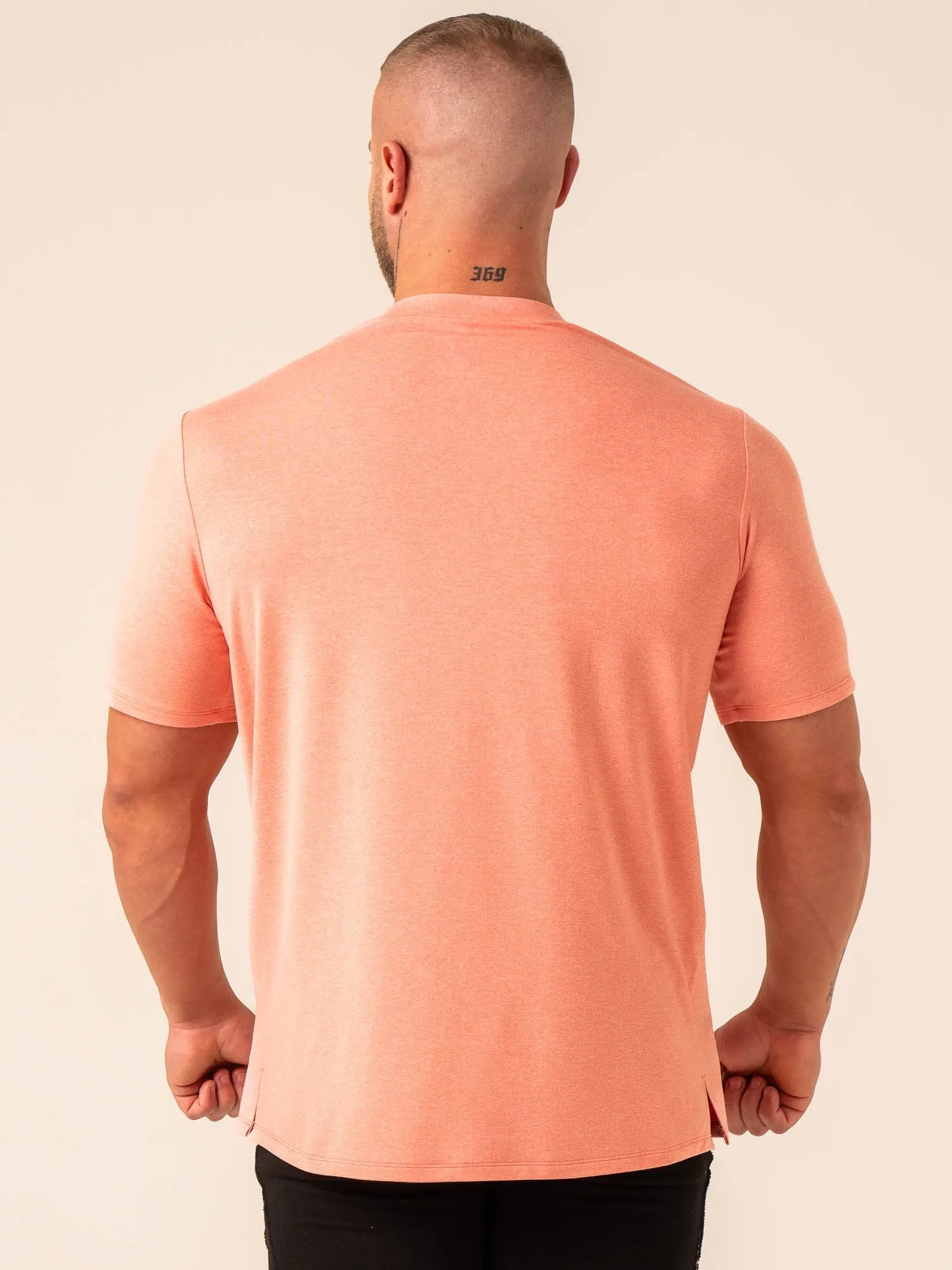Soft Tech T-Shirt - Coral Marl Cross Grain Knit UV protection layer