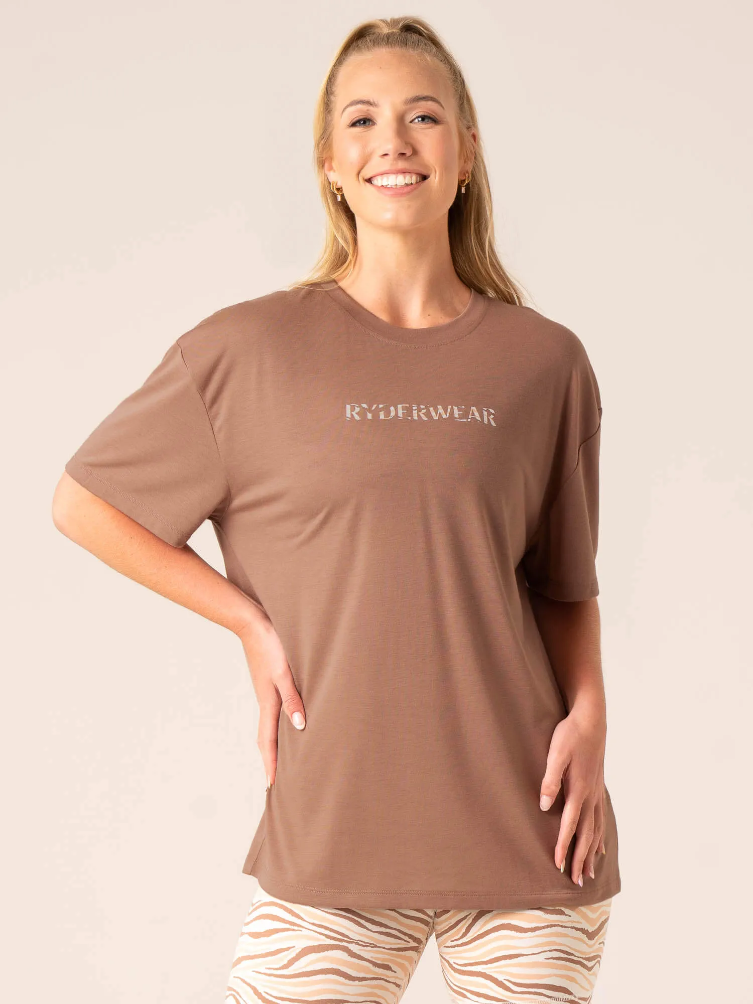 Unstoppable Oversized T-Shirt - Mocha MinimalistDesign Chic And Comfortable