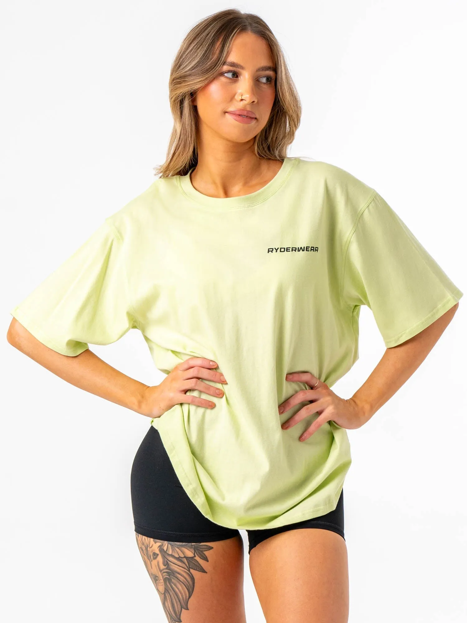 Practical Design Energy Oversized T-Shirt - Lime