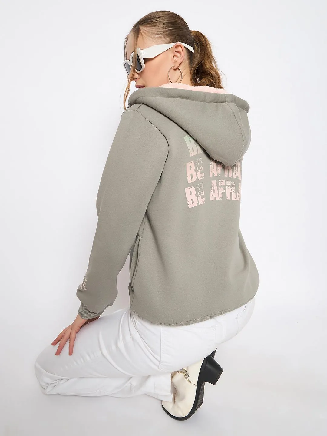 Madame Placement Print Grey Hooded Sweatshirt Essential Layer