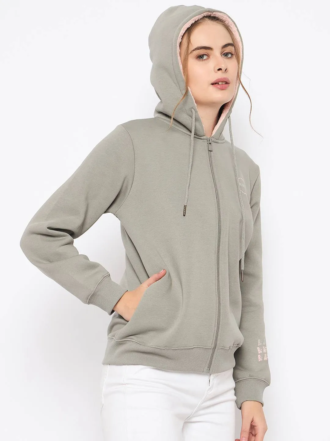 Night Out product formal casual harmony Madame Placement Print Grey Hooded Sweatshirt