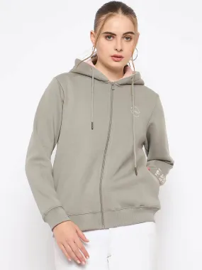 Light Jacket Anti-static Madame Placement Print Grey Hooded Sweatshirt