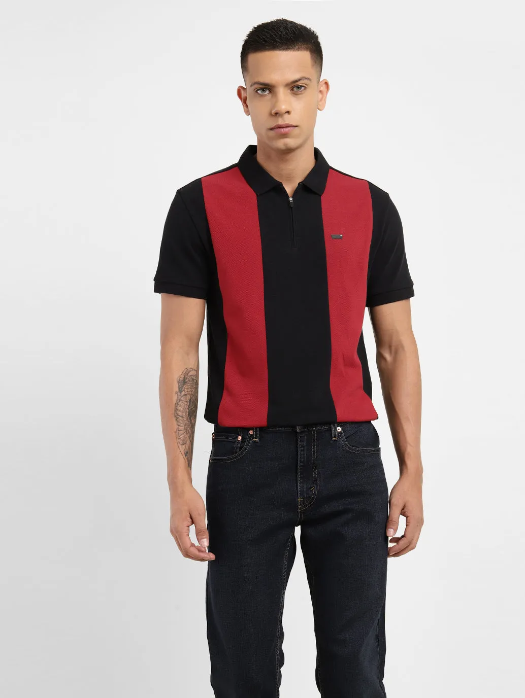 Men's Colorblock Polo T-shirt Trendy Shirt Durable Ribbed Cuffs