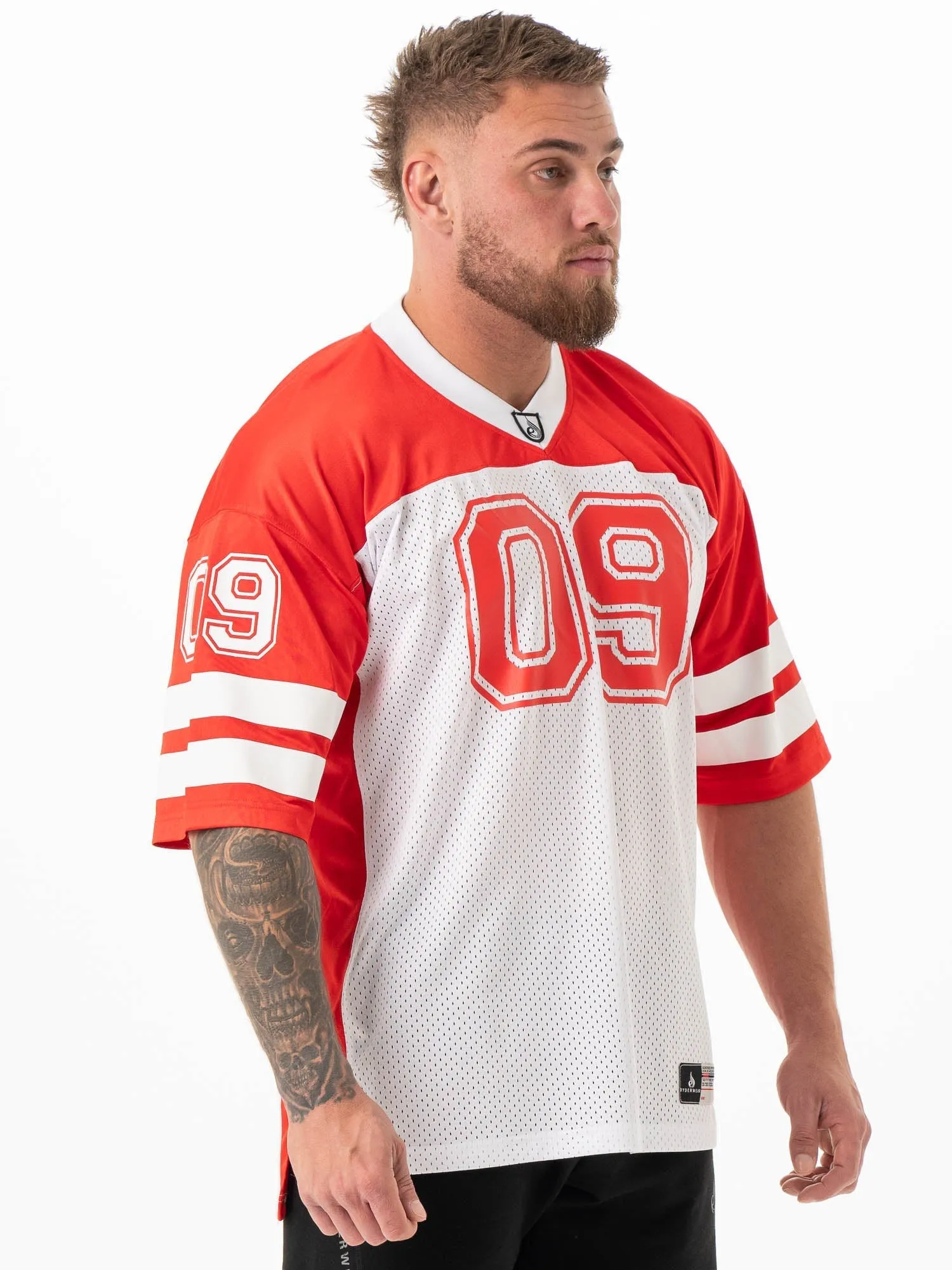 Leather combination Varsity Jersey - Red