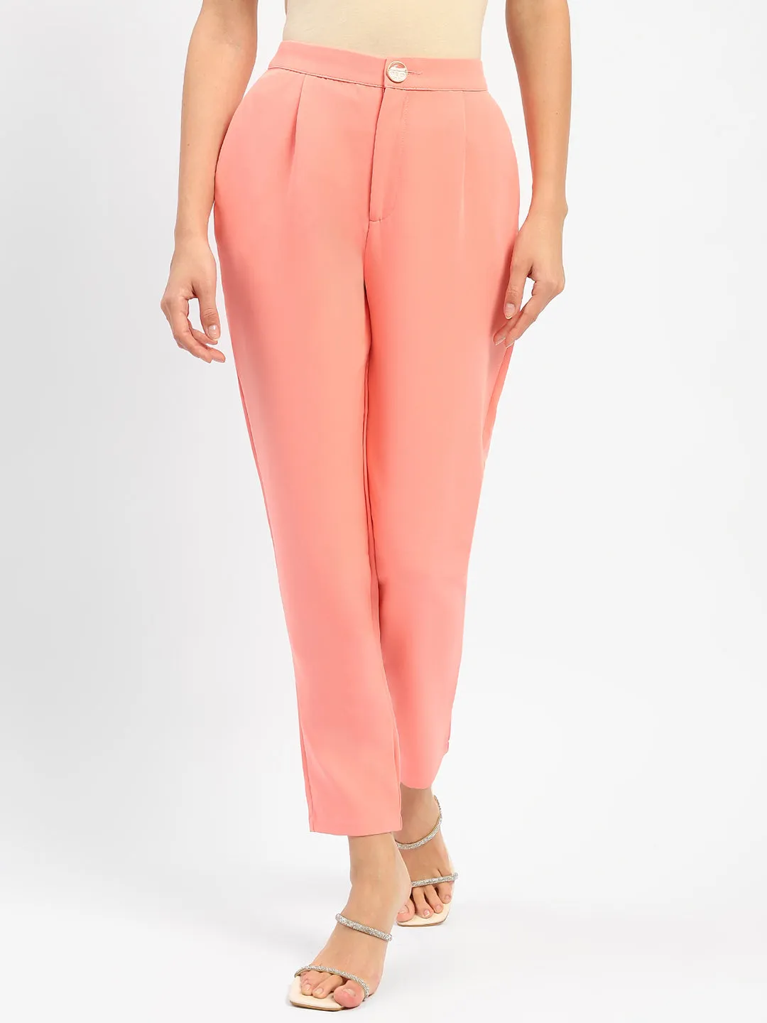 Madame Salmon Solid Regular Trousers Sporty Comfort Fit